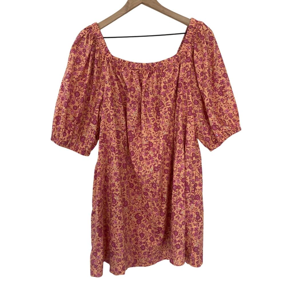 Old Navy Floral Cottage Boho Chic Cotton Orange Pink Summer Flower Mini Dress